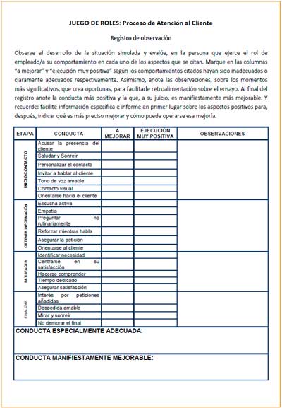 Ejemplo de Registro de Observación para Juego de Roles